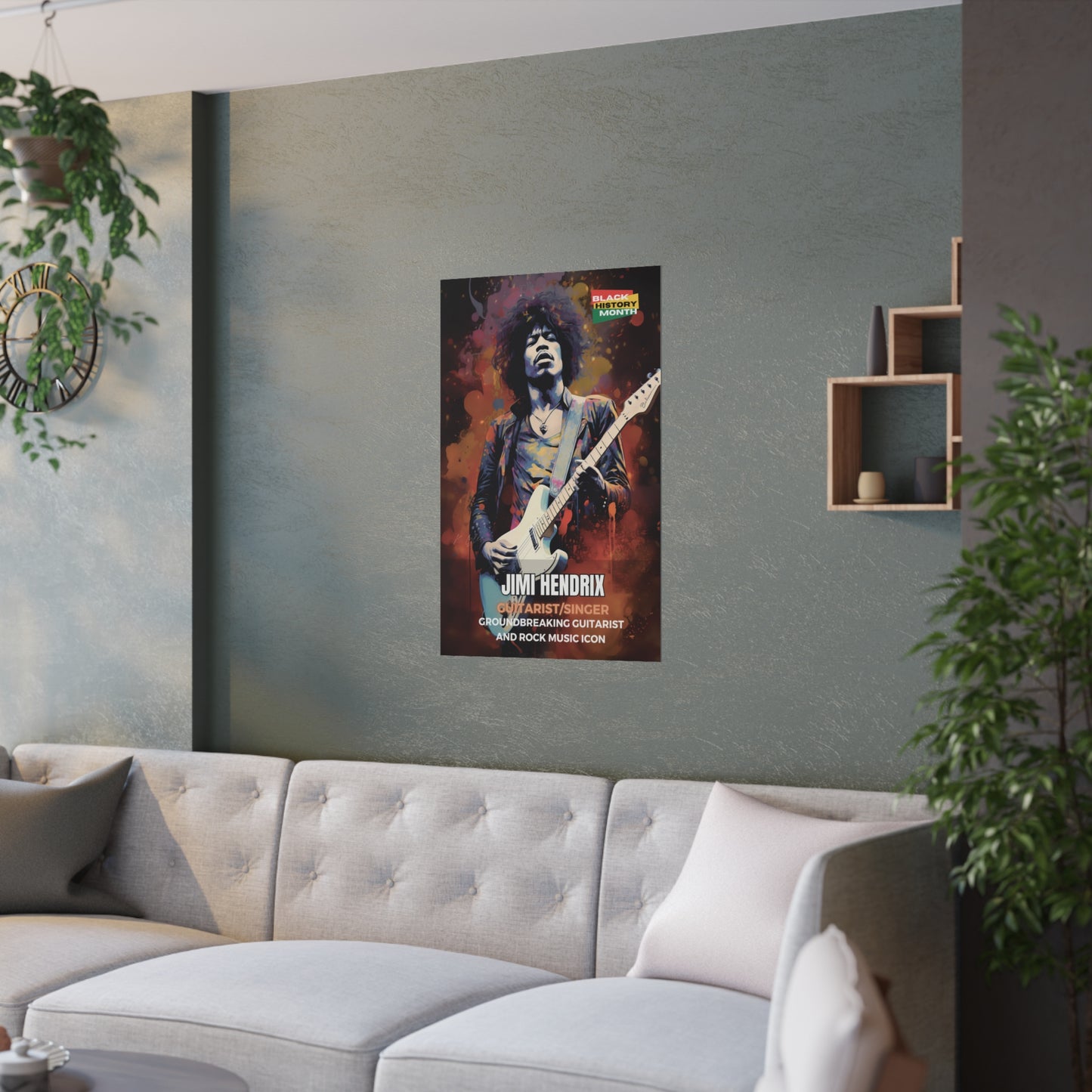 AI Generated Art  Poster Print of Jimi Hendrix - Educational Black History Art Enthusiasts - Cool Posters for Office or Bedroom Wall Art