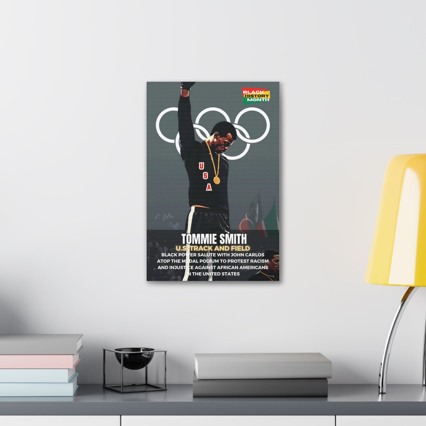 Black History Month Canvas Wall Art / Tommie Smith / Track and Field / Multiple Sizes / Large Wall Art / Popular Art Decor / Trend Wall Art /