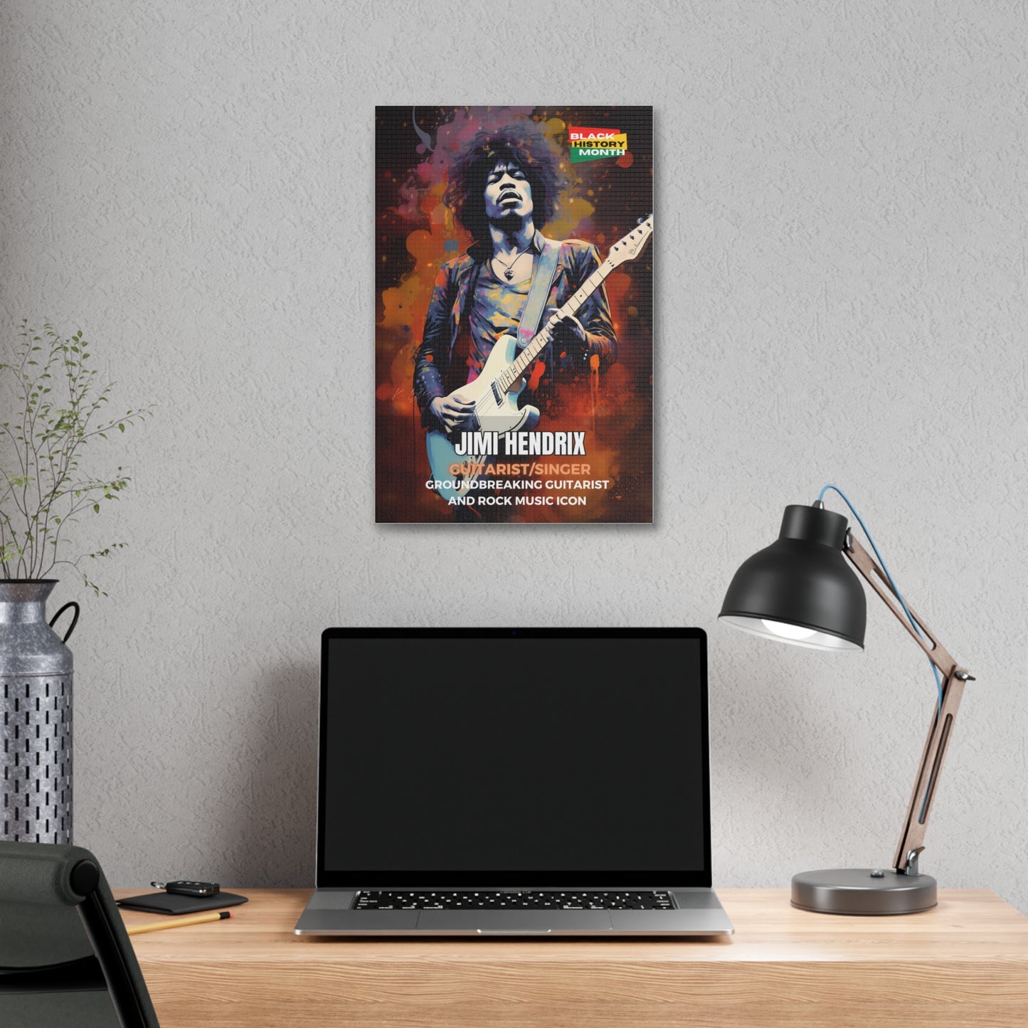 Black History Month Canvas Wall Art / Jimi Hendrix / Poet / AI Art / Multiple Sizes / Large Wall Art / Popular Art Decor / Trend Wall Art /