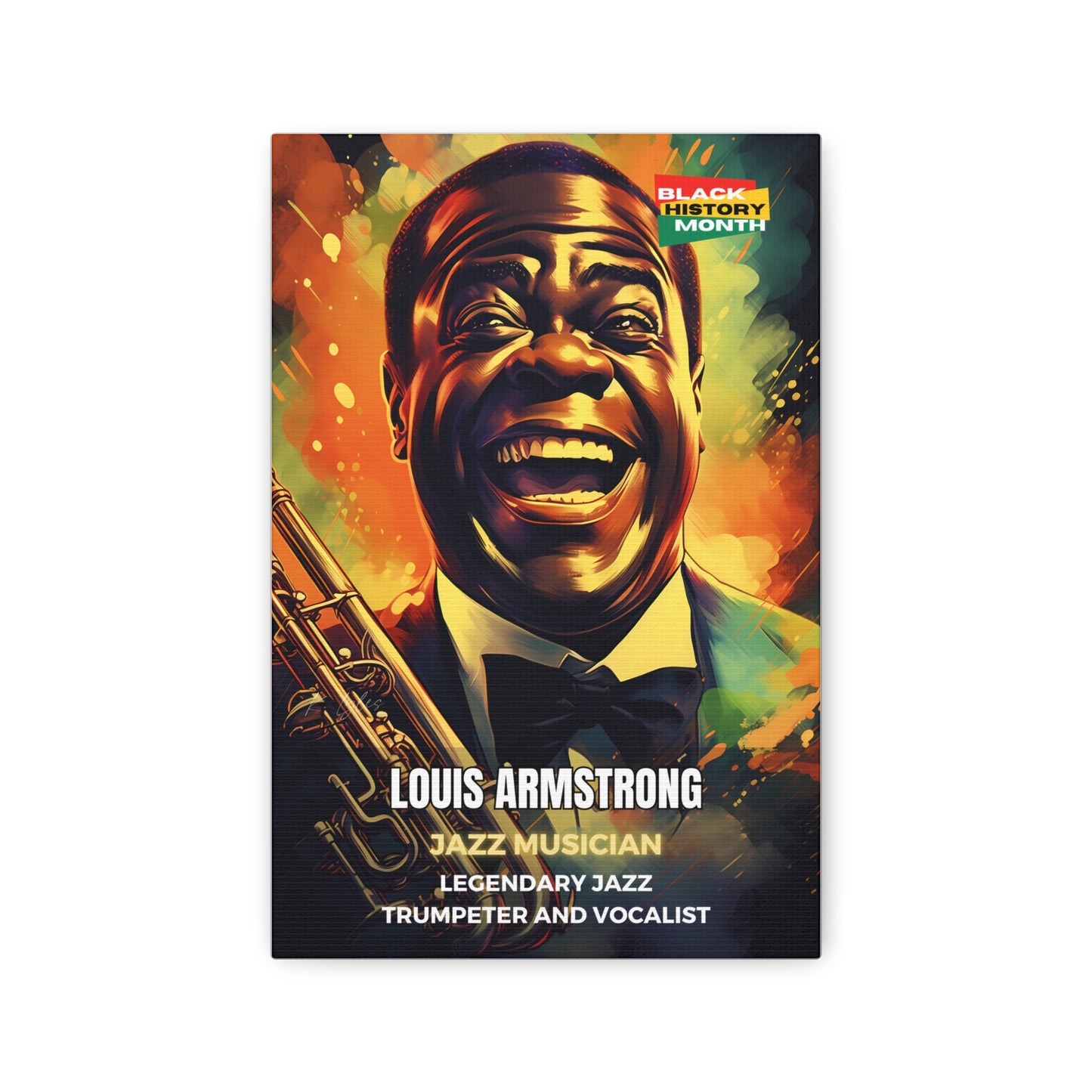 Black History Month Canvas Wall Art / Louis Armstrong / Poet / AI Art / Multiple Sizes / Large Wall Art / Popular Art Decor / Trend Wall Art /