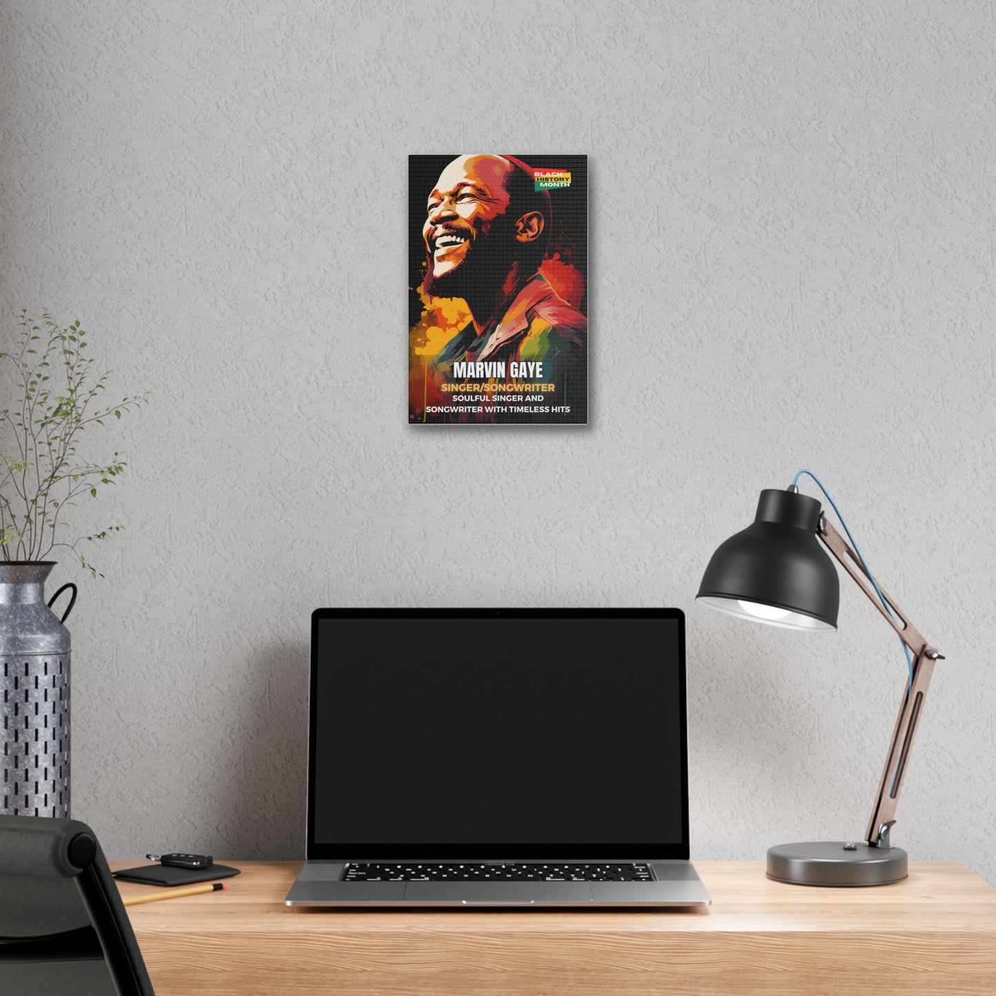 Black History Month Canvas Wall Art / Marvin Gaye / Poet / AI Art / Multiple Sizes / Large Wall Art / Popular Art Decor / Trend Wall Art /