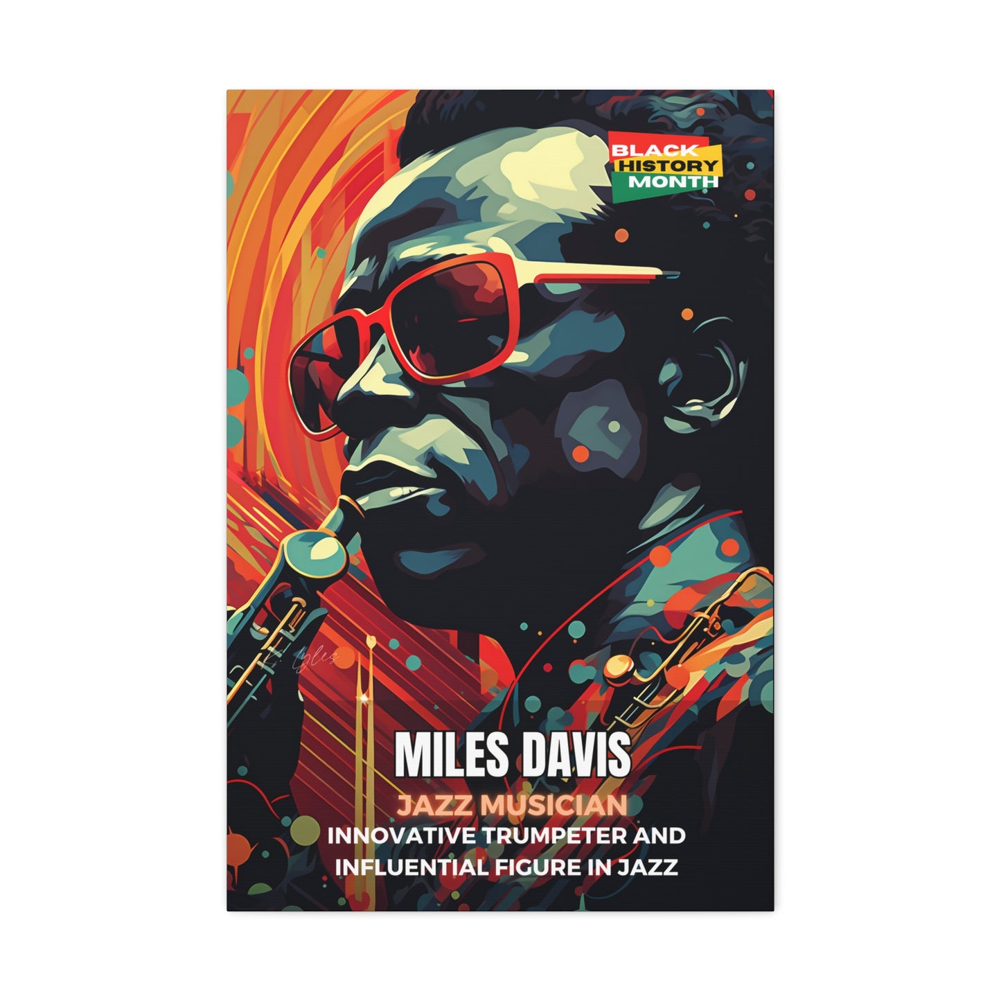 Black History Month Canvas Wall Art / Miles Davis / Poet / AI Art / Multiple Sizes / Large Wall Art / Popular Art Decor / Trend Wall Art /