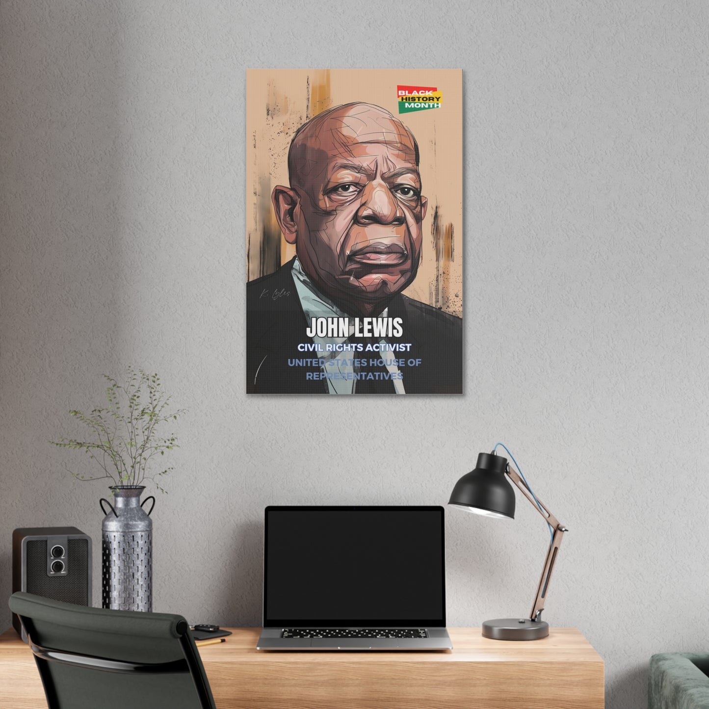 Black History Month Canvas Wall Art / John Lewis / Poet / AI Art / Multiple Sizes / Large Wall Art / Popular Art Decor / Trend Wall Art /