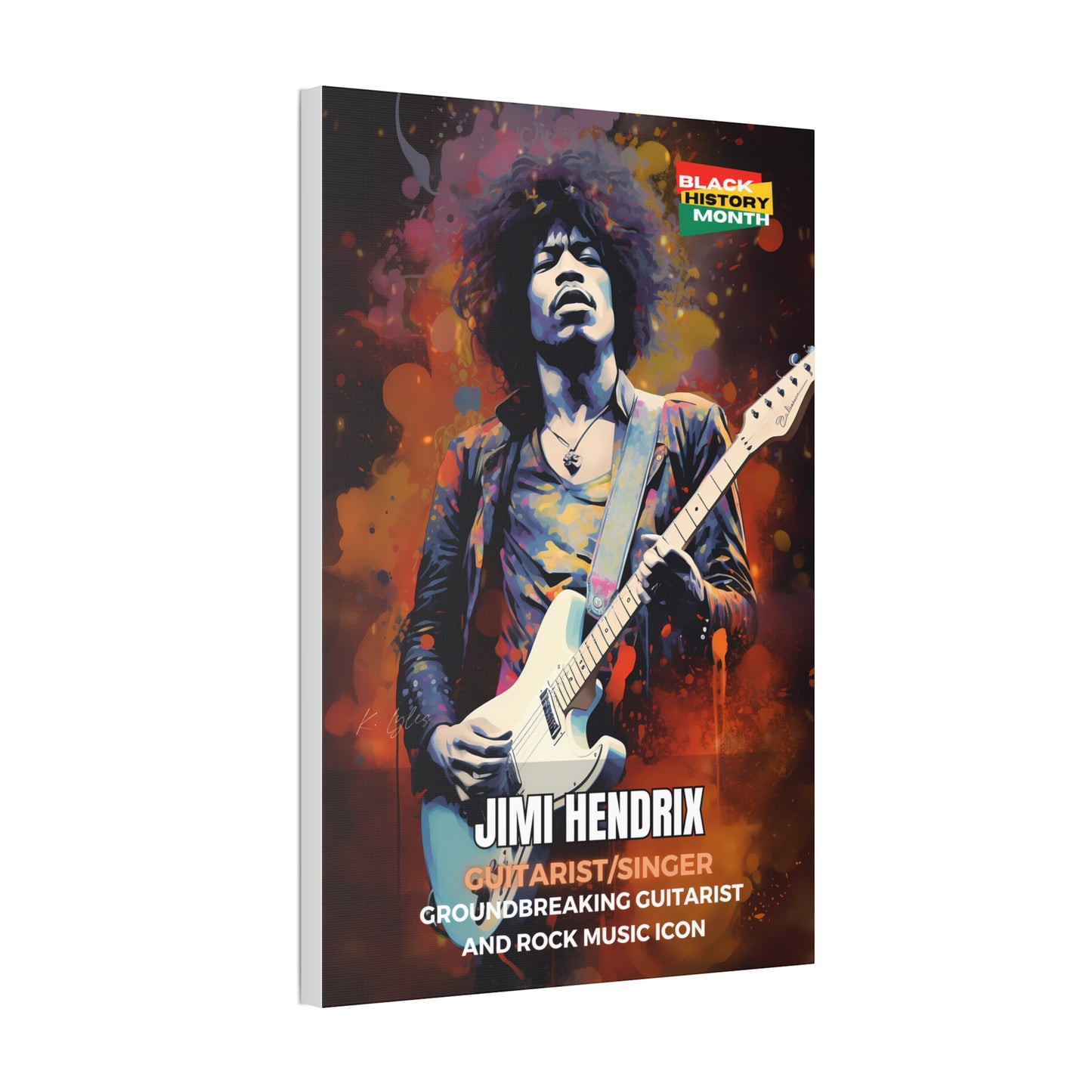 Black History Month Canvas Wall Art / Jimi Hendrix / Poet / AI Art / Multiple Sizes / Large Wall Art / Popular Art Decor / Trend Wall Art /