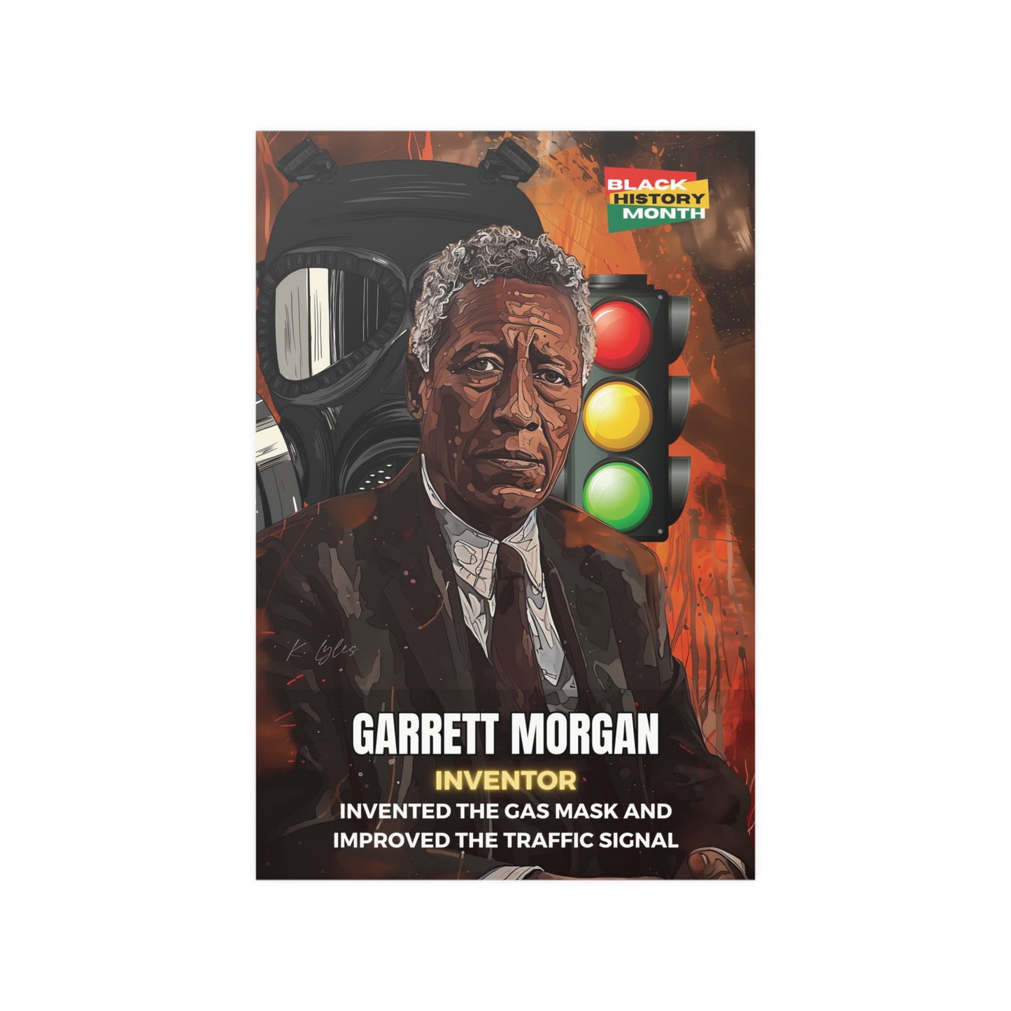 AI Generated Art  Poster Print of Garrett Morgan - Educational Black History Art Enthusiasts - Cool Posters for Office or Bedroom Wall Art