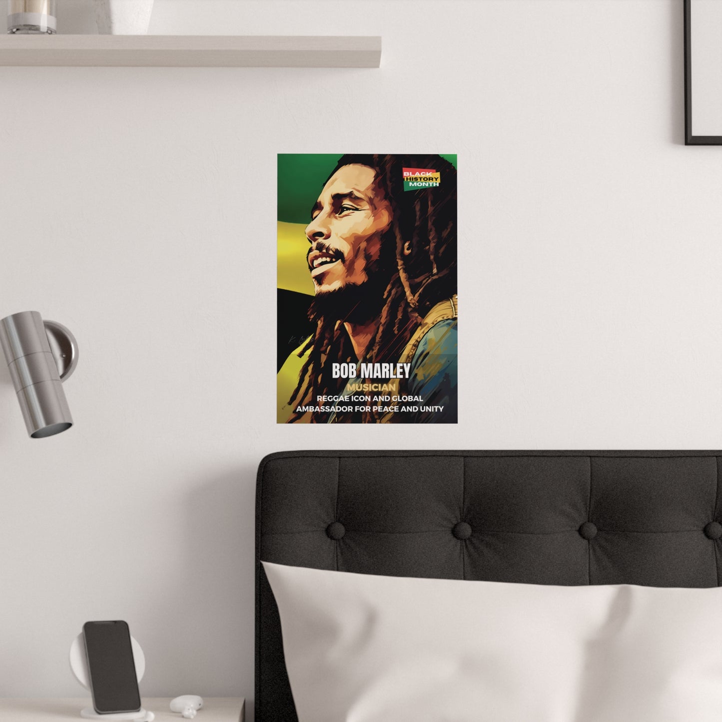 AI Generated Art  Poster Print of Bob Marley - Educational Black History Art Enthusiasts - Cool Posters for Office or Bedroom Wall Art