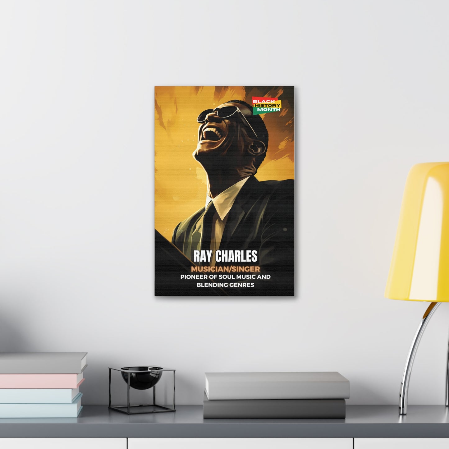 Black History Month Canvas Wall Art / Ray Charles / Poet / AI Art / Multiple Sizes / Large Wall Art / Popular Art Decor / Trend Wall Art /