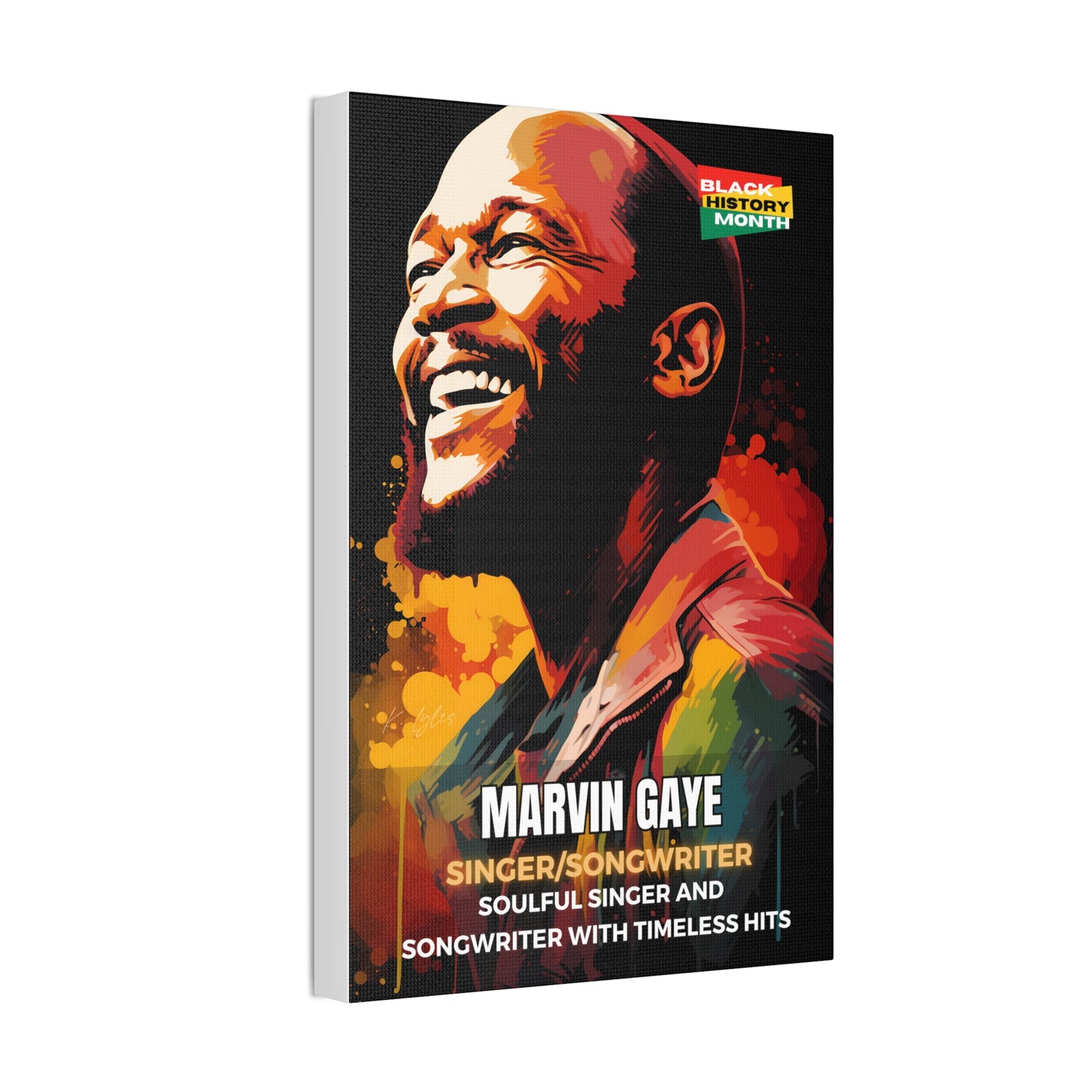 Black History Month Canvas Wall Art / Marvin Gaye / Poet / AI Art / Multiple Sizes / Large Wall Art / Popular Art Decor / Trend Wall Art /