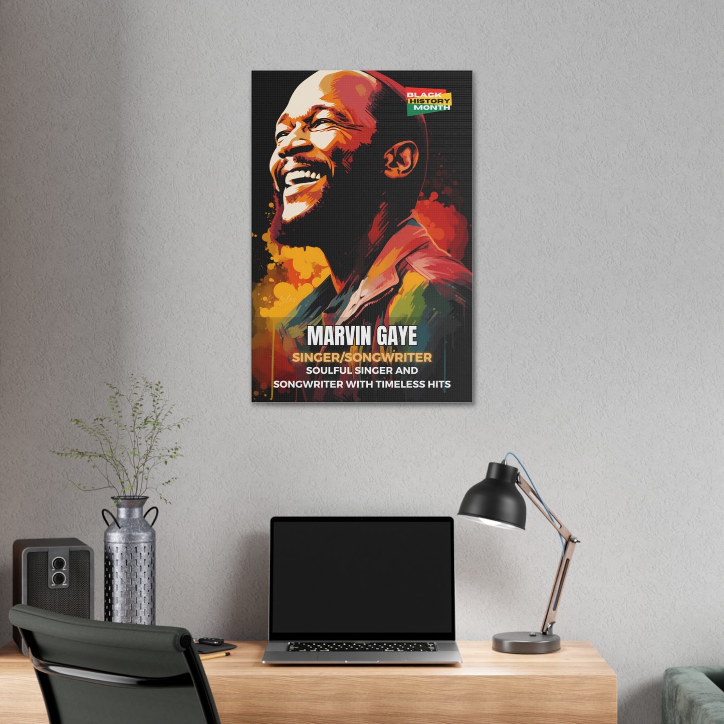 Black History Month Canvas Wall Art / Marvin Gaye / Poet / AI Art / Multiple Sizes / Large Wall Art / Popular Art Decor / Trend Wall Art /