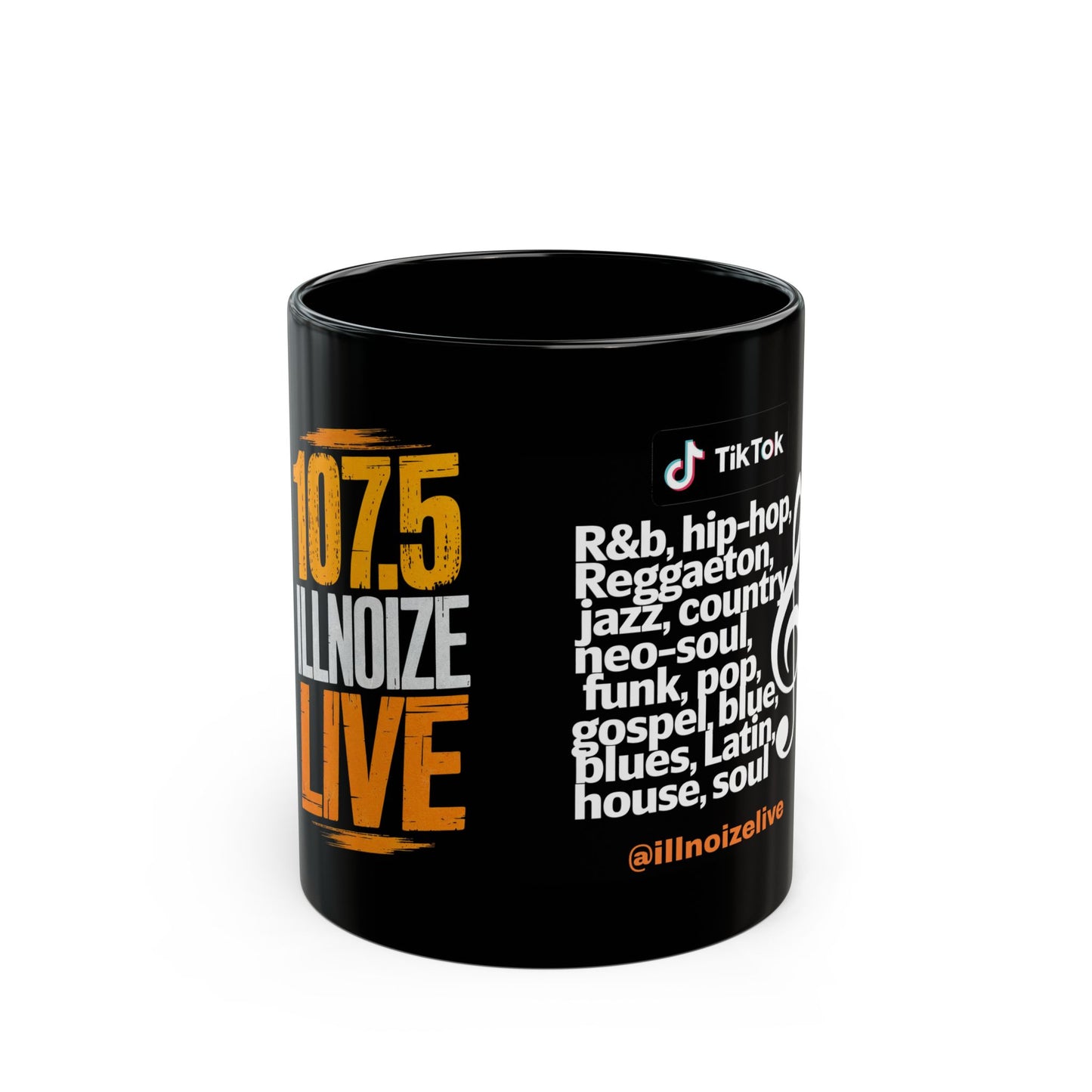 107.5 ILLNOIZE LIVE Black Mug (11oz)