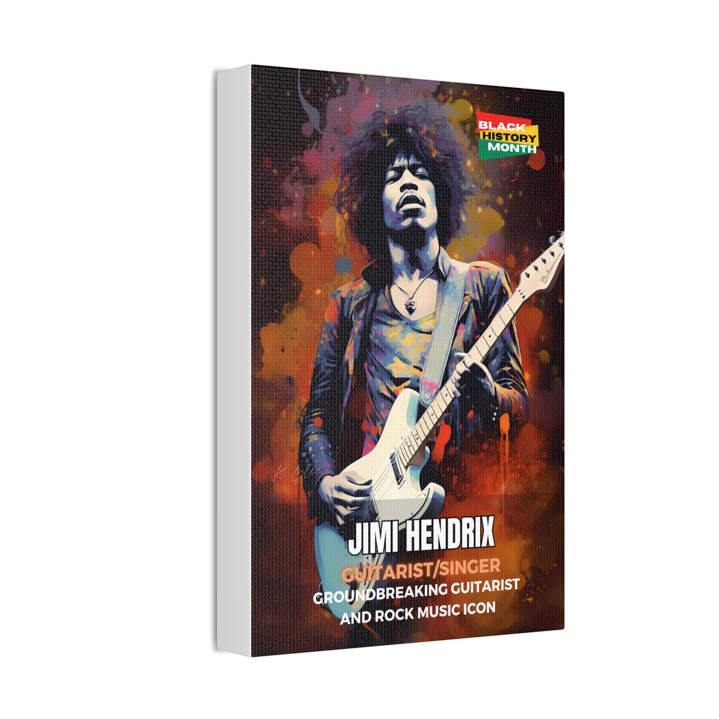 Black History Month Canvas Wall Art / Jimi Hendrix / Poet / AI Art / Multiple Sizes / Large Wall Art / Popular Art Decor / Trend Wall Art /