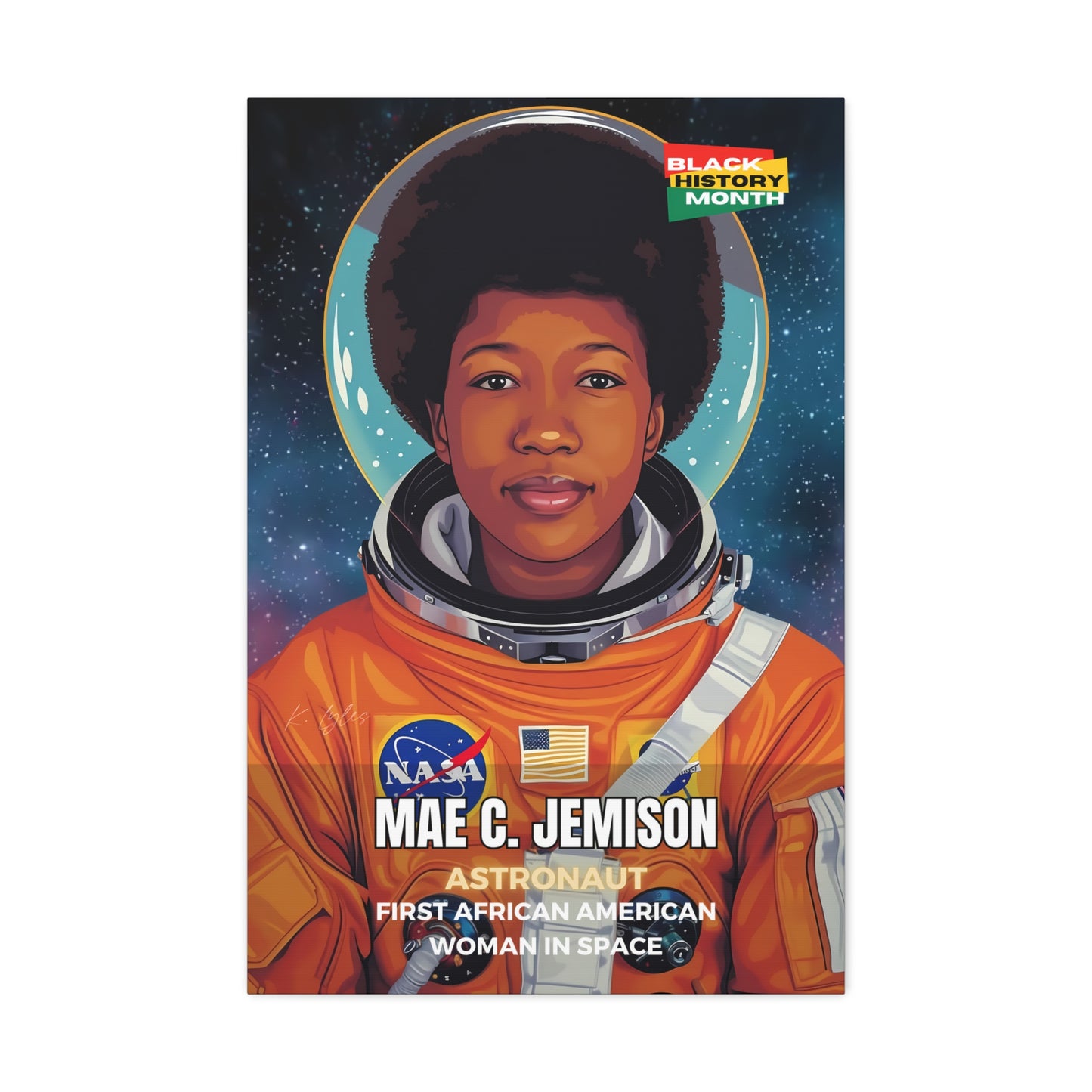 Black History Month Canvas Wall Art / Mae Jemison / Poet / AI Art / Multiple Sizes / Large Wall Art / Popular Art Decor / Trend Wall Art /