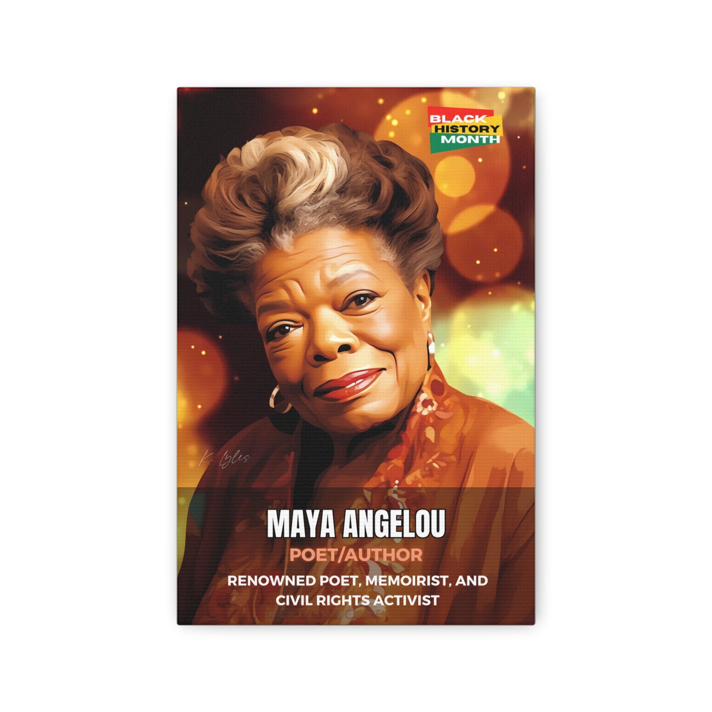 Black History Month Canvas Wall Art / Maya Angelou / Poet / AI Art / Multiple Sizes / Large Wall Art / Popular Art Decor / Trend Wall Art /