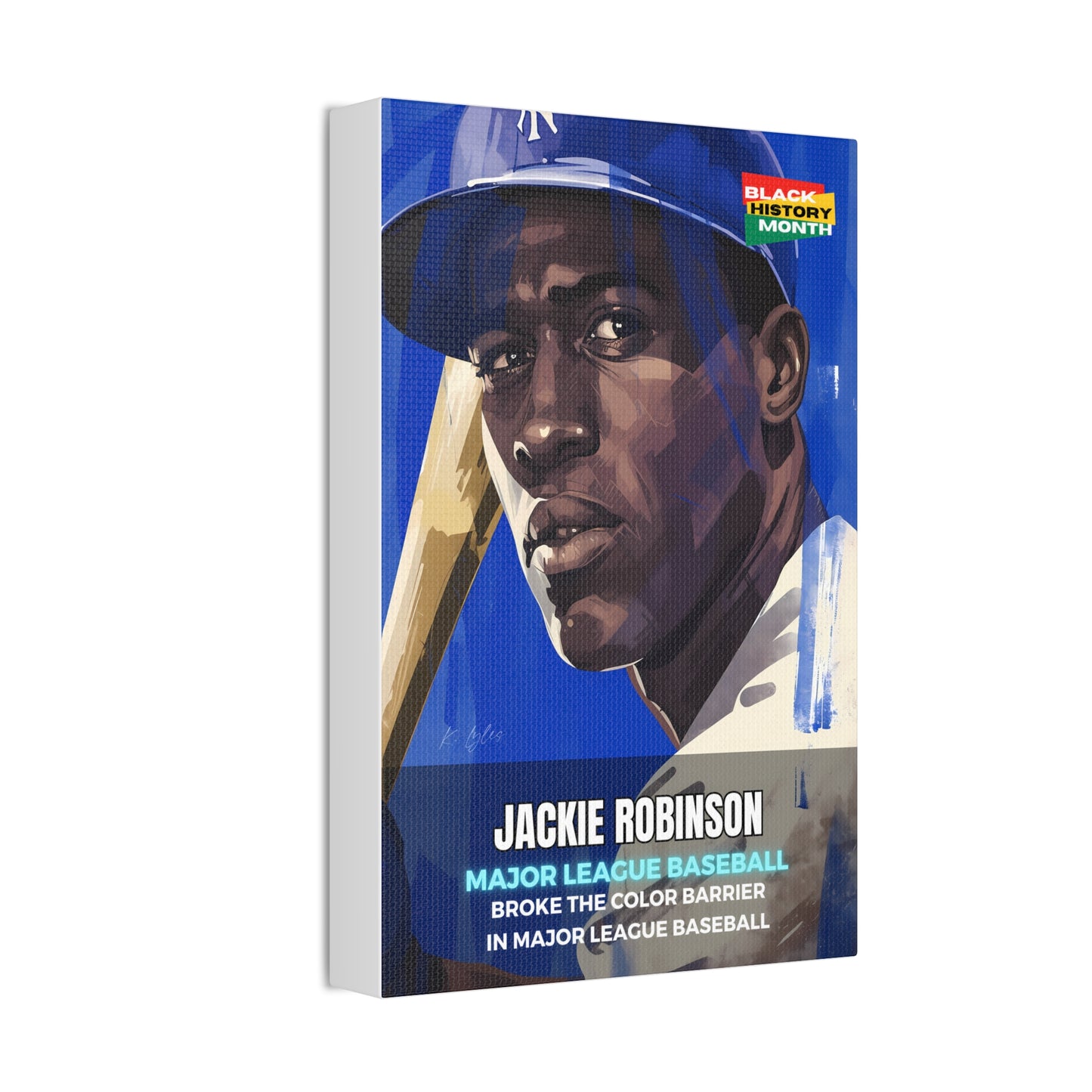 Black History Month Canvas Wall Art / Jackie Robinson / Baseball /  AI Art / Multiple Sizes / Large Wall Art / Popular Art Decor / Trend Wall Art /