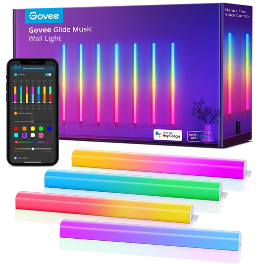 Govee Glide RGBIC Wall Lights – Smart Music-Sync LED Lights with Voice Control for Parties, Gaming, and Home Decor