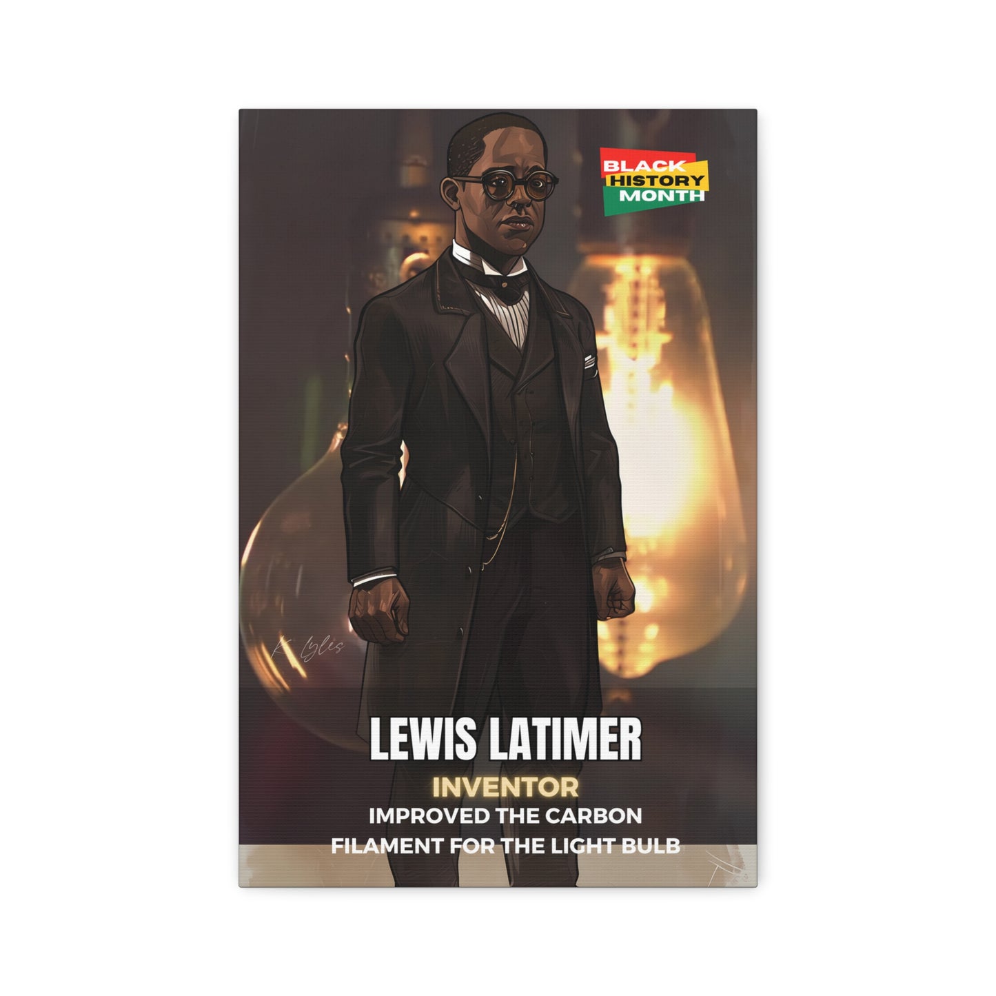 Black History Month Canvas Wall Art / Lewis Latimer / Poet / AI Art / Multiple Sizes / Large Wall Art / Popular Art Decor / Trend Wall Art /