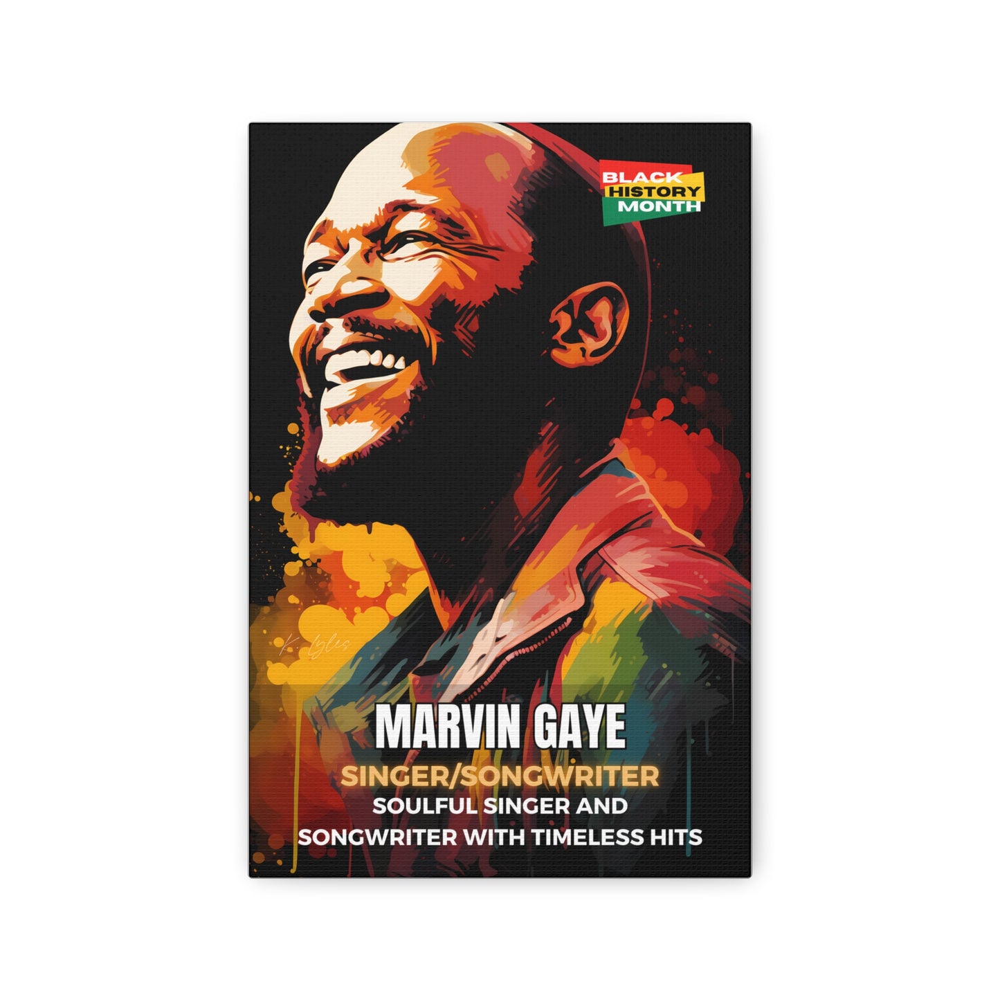 Black History Month Canvas Wall Art / Marvin Gaye / Poet / AI Art / Multiple Sizes / Large Wall Art / Popular Art Decor / Trend Wall Art /