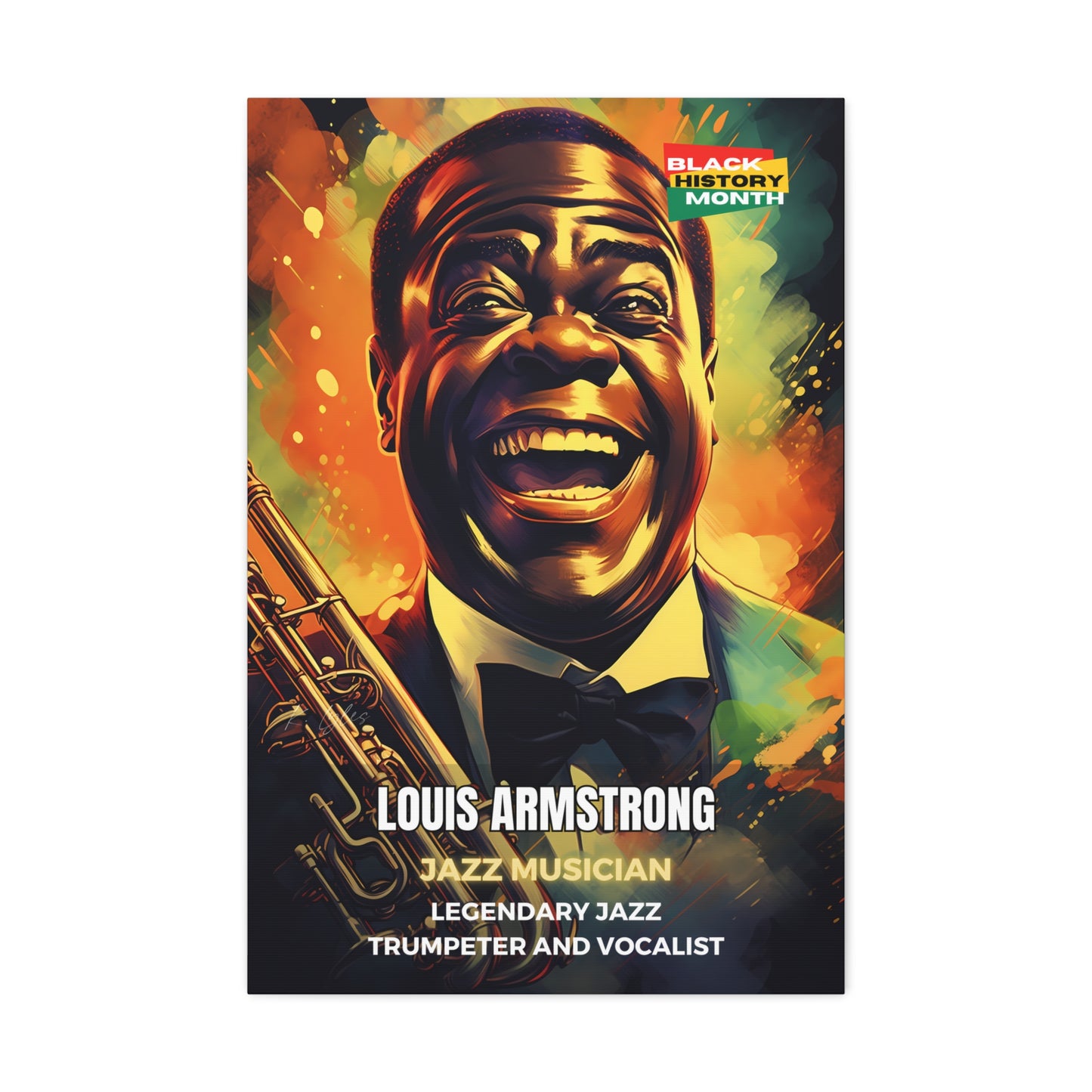 Black History Month Canvas Wall Art / Louis Armstrong / Poet / AI Art / Multiple Sizes / Large Wall Art / Popular Art Decor / Trend Wall Art /