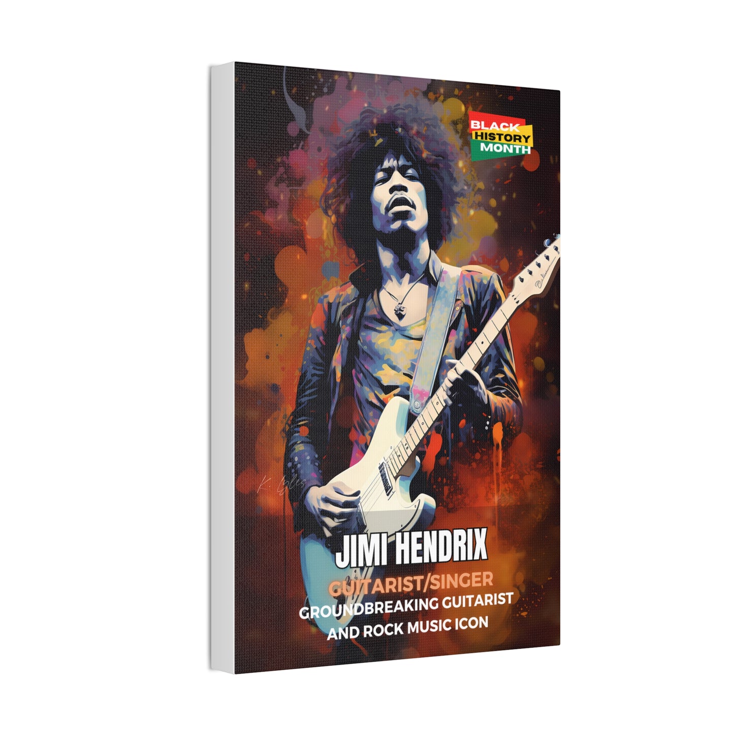 Black History Month Canvas Wall Art / Jimi Hendrix / Poet / AI Art / Multiple Sizes / Large Wall Art / Popular Art Decor / Trend Wall Art /