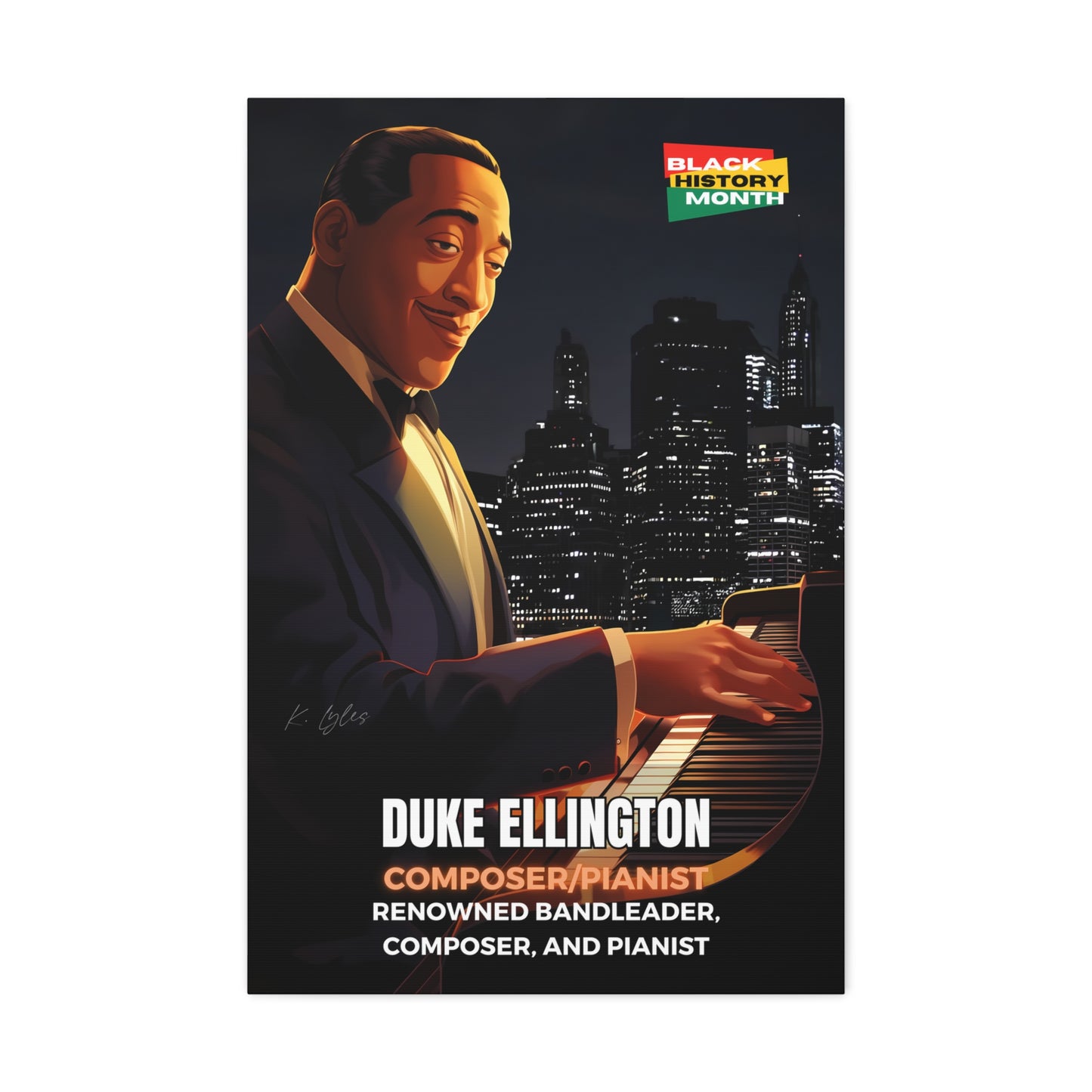 Black History Month Canvas Wall Art / Duke Ellington / Poet / AI Art / Multiple Sizes / Large Wall Art / Popular Art Decor / Trend Wall Art /