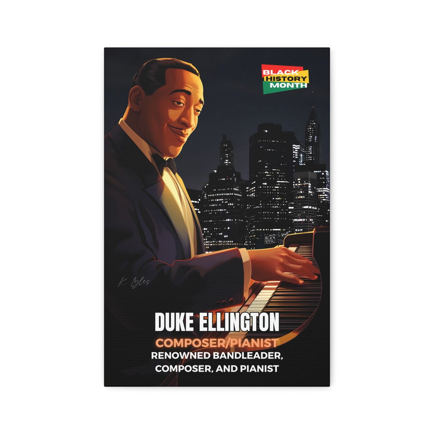 Black History Month Canvas Wall Art / Duke Ellington / Poet / AI Art / Multiple Sizes / Large Wall Art / Popular Art Decor / Trend Wall Art /