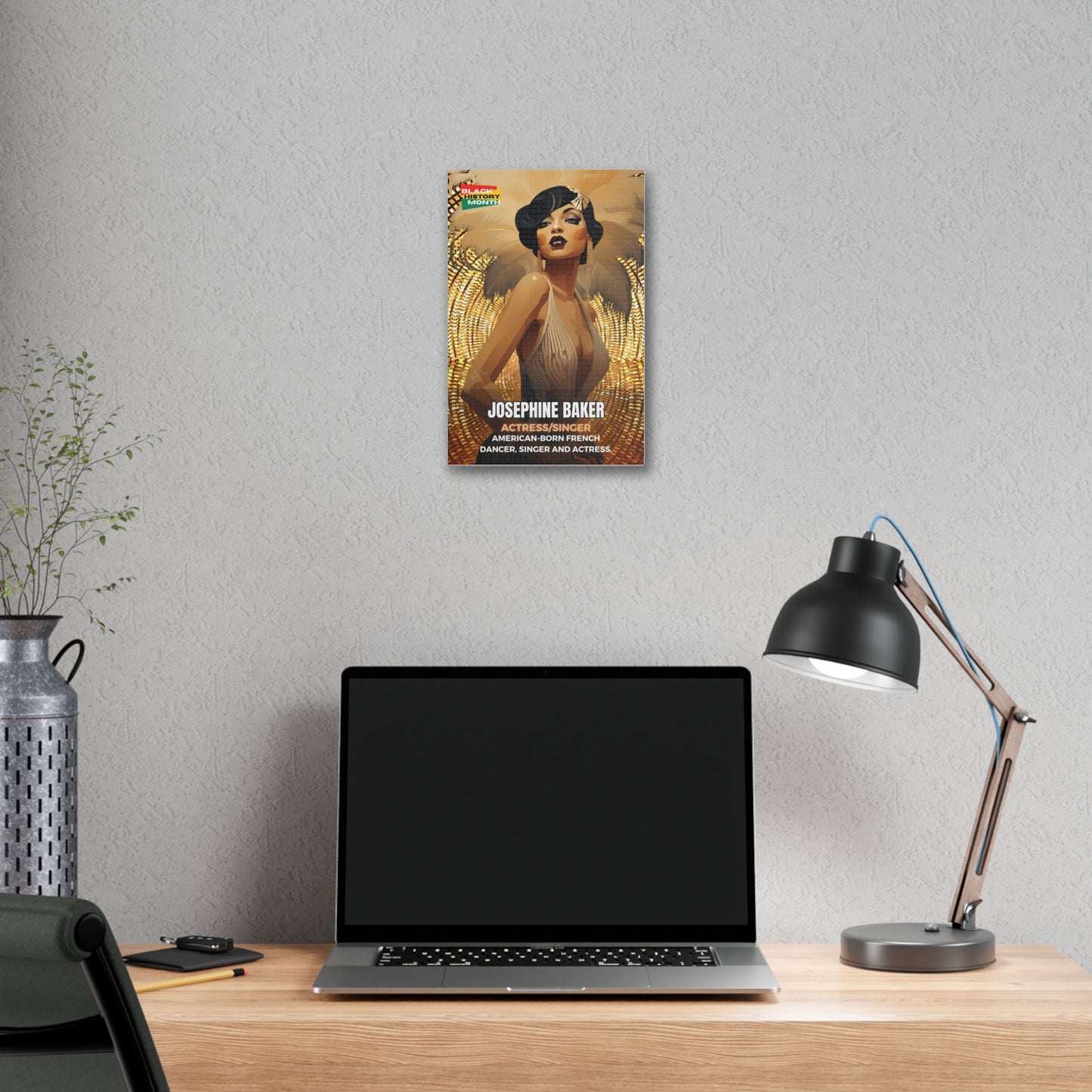 Black History Month Canvas Wall Art / Josephine Baker(Gold) / Poet / AI Art / Multiple Sizes / Large Wall Art / Popular Art Decor / Trend Wall Art /