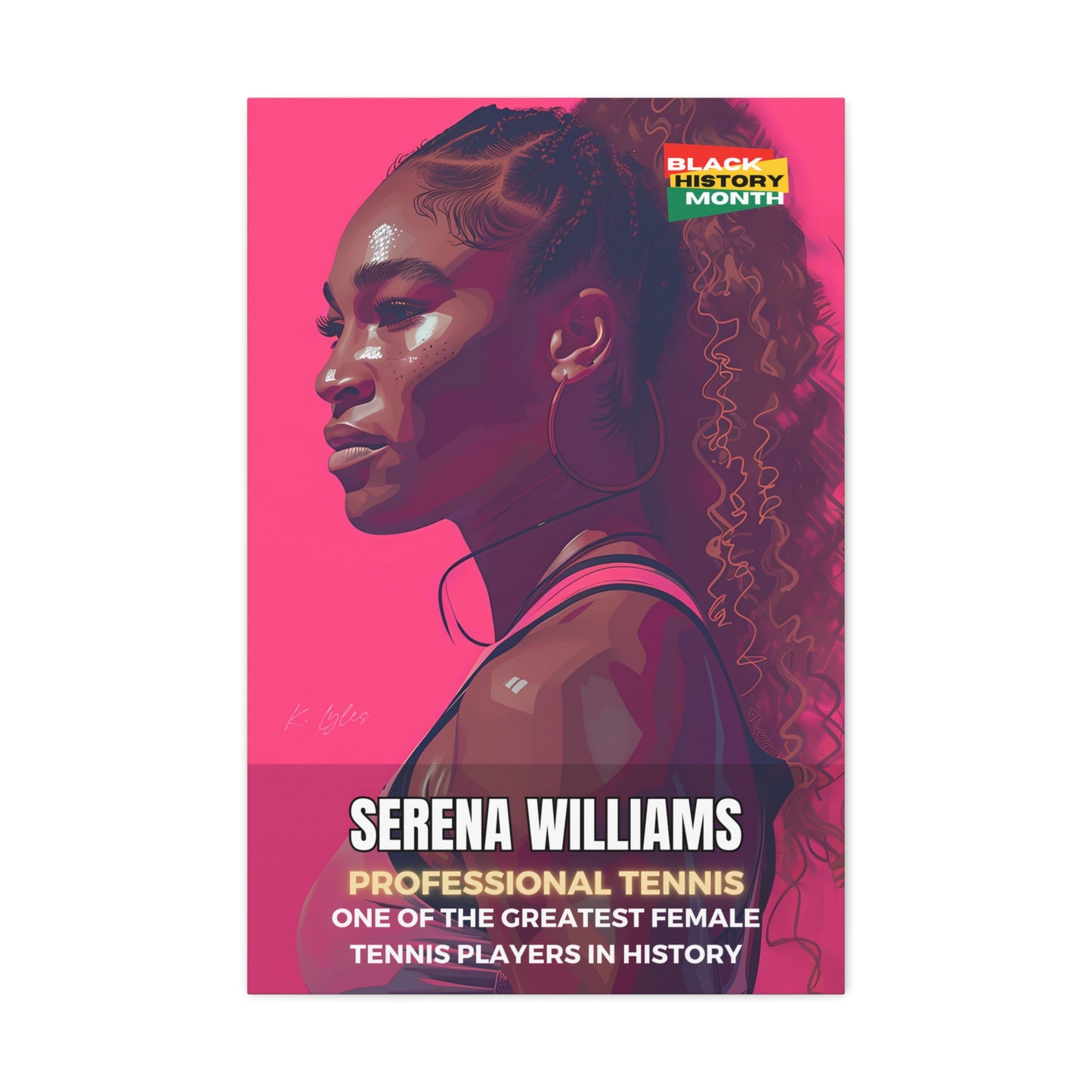 Black History Month Canvas Wall Art / Serena Williams / Tennis /  AI Art / Multiple Sizes / Large Wall Art / Popular Art Decor / Trend Wall Art /