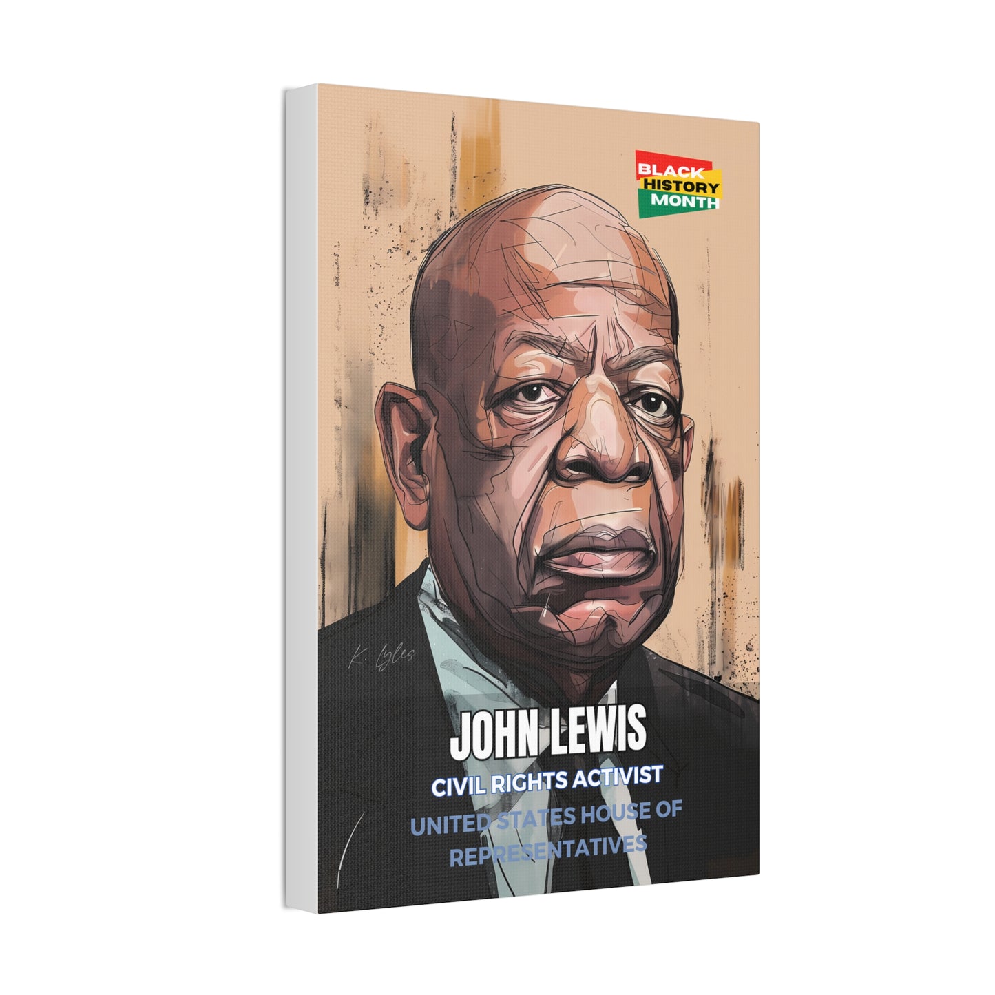 Black History Month Canvas Wall Art / John Lewis / Poet / AI Art / Multiple Sizes / Large Wall Art / Popular Art Decor / Trend Wall Art /