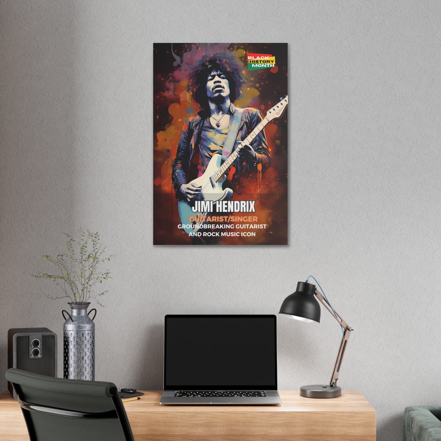 Black History Month Canvas Wall Art / Jimi Hendrix / Poet / AI Art / Multiple Sizes / Large Wall Art / Popular Art Decor / Trend Wall Art /