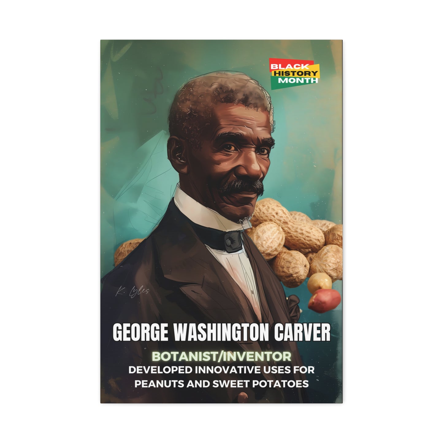 Black History Month Canvas Wall Art / George Washington Carver / Poet / AI Art / Multiple Sizes / Large Wall Art / Popular Art Decor / Trend Wall Art /