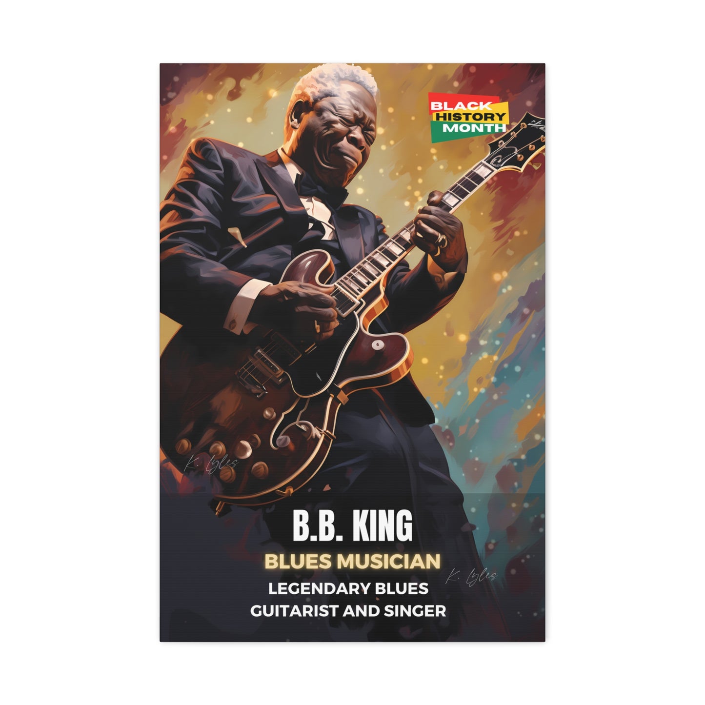 Black History Month Canvas Wall Art / B.B. King / Poet / AI Art / Multiple Sizes / Large Wall Art / Popular Art Decor / Trend Wall Art /