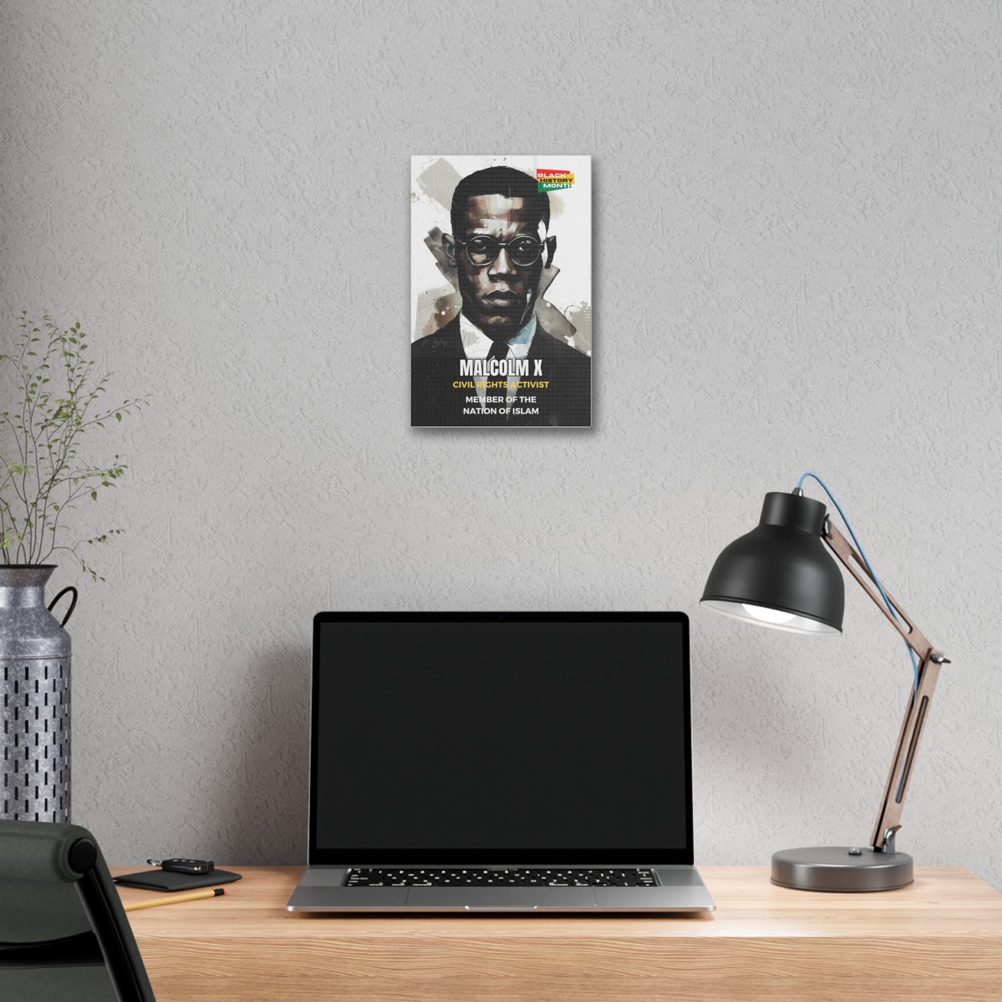 Black History Month Canvas Wall Art / Malcolm X / Poet / AI Art / Multiple Sizes / Large Wall Art / Popular Art Decor / Trend Wall Art /