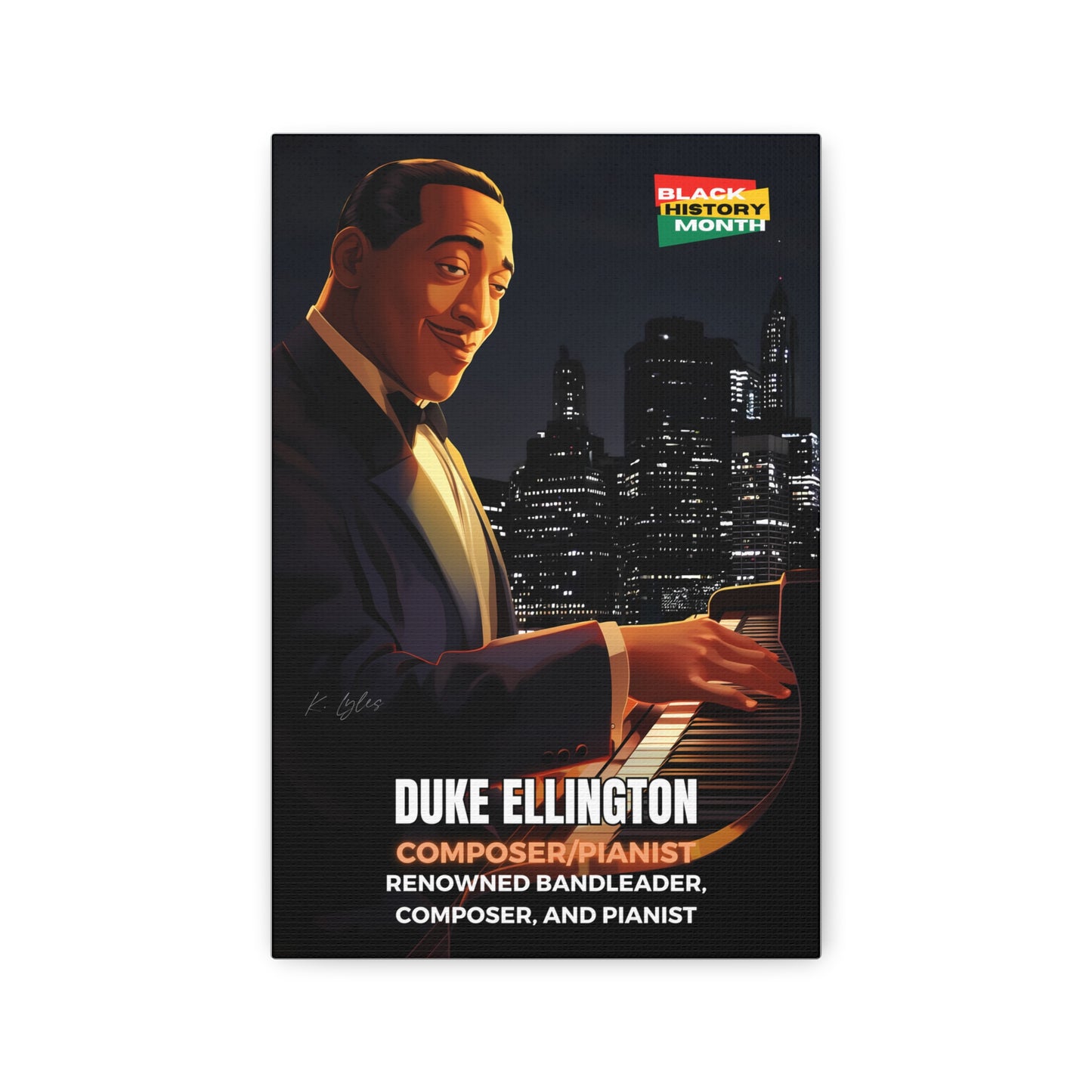 Black History Month Canvas Wall Art / Duke Ellington / Poet / AI Art / Multiple Sizes / Large Wall Art / Popular Art Decor / Trend Wall Art /