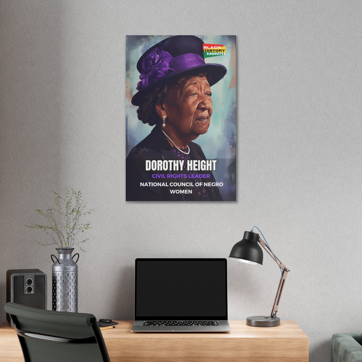 Black History Month Canvas Wall Art / Dorothy Height / Poet / AI Art / Multiple Sizes / Large Wall Art / Popular Art Decor / Trend Wall Art /