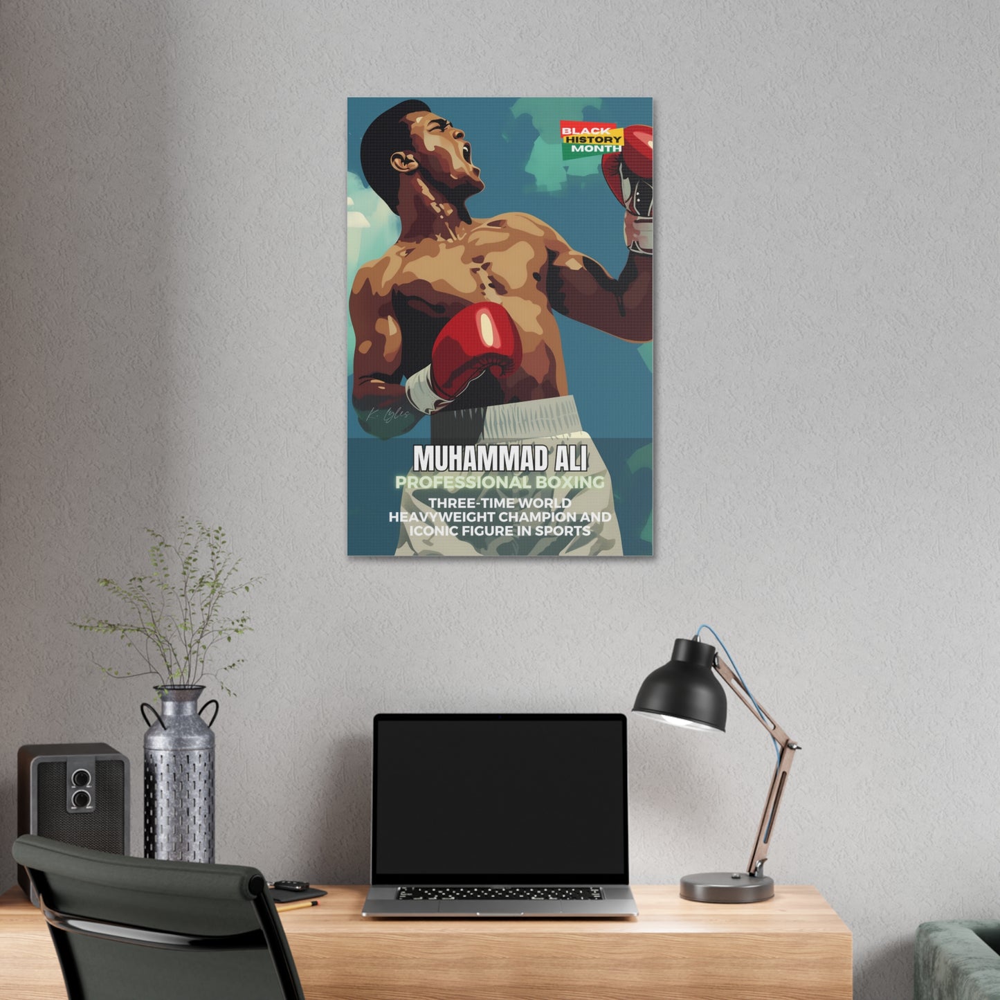 Black History Month Canvas Wall Art / Muhammad Ali / Poet / AI Art / Multiple Sizes / Large Wall Art / Popular Art Decor / Trend Wall Art /