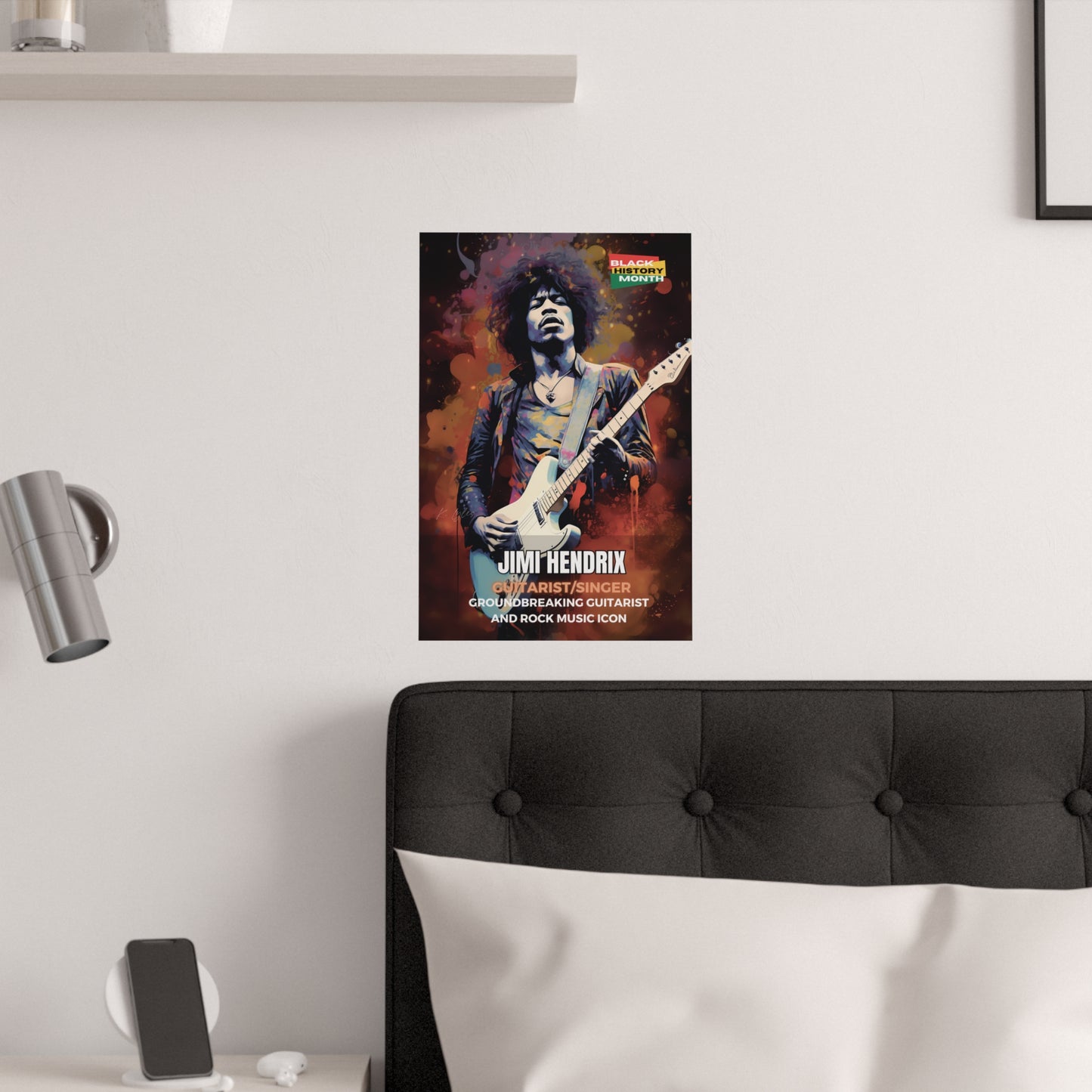 AI Generated Art  Poster Print of Jimi Hendrix - Educational Black History Art Enthusiasts - Cool Posters for Office or Bedroom Wall Art