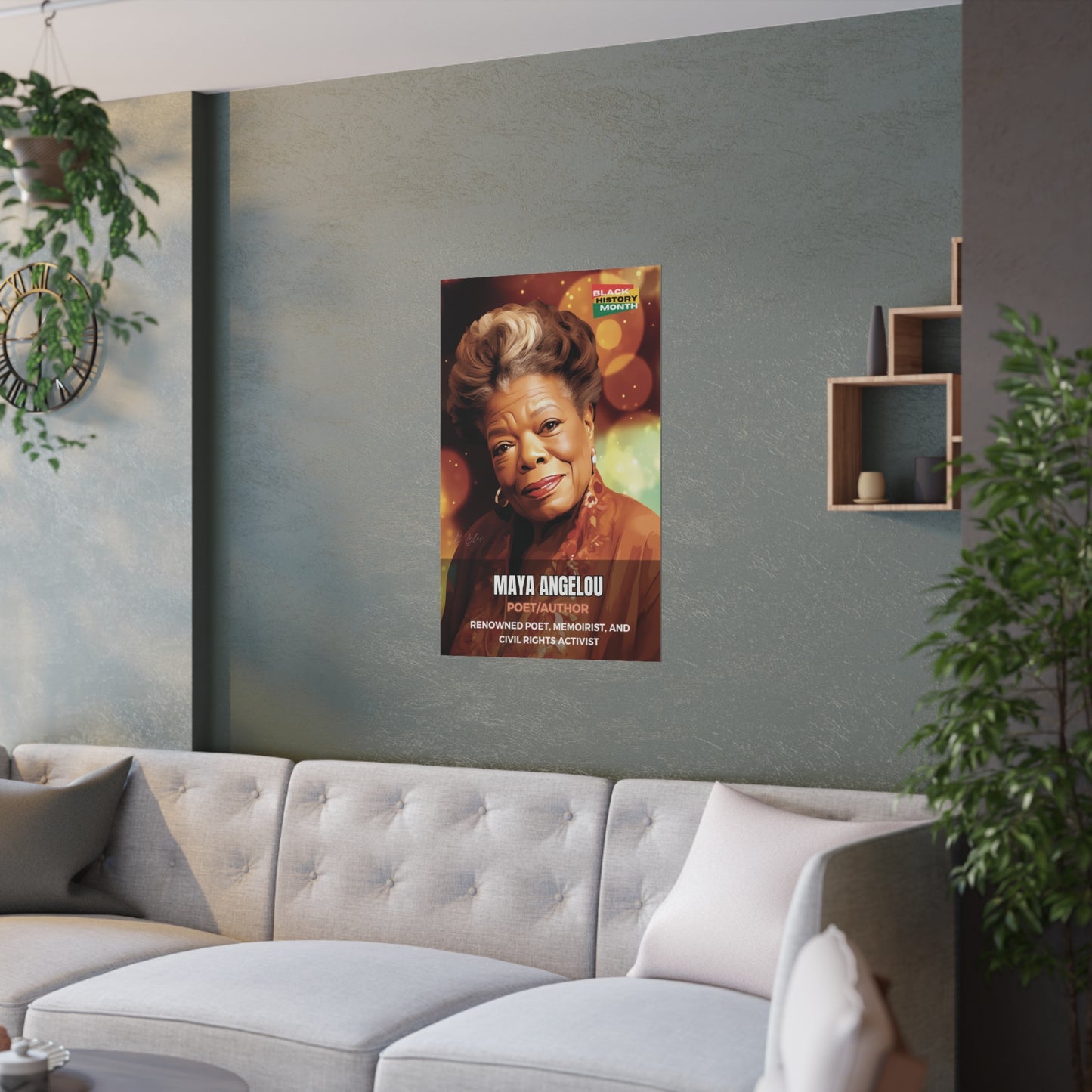 AI Generated Art Poster Print of Maya Angelou - Educational Black History Art Enthusiasts - Cool Posters for Office or Bedroom Wall Art