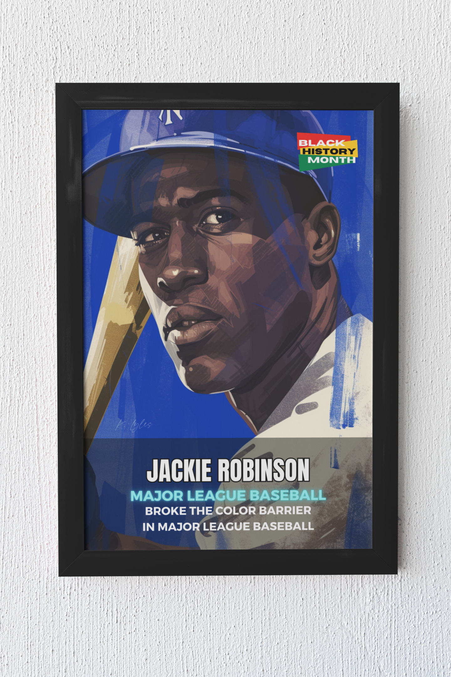 AI Generated Art  Poster Print of Jackie Robinson - Educational Black History Art Enthusiasts - Cool Posters for Office or Bedroom Wall Art