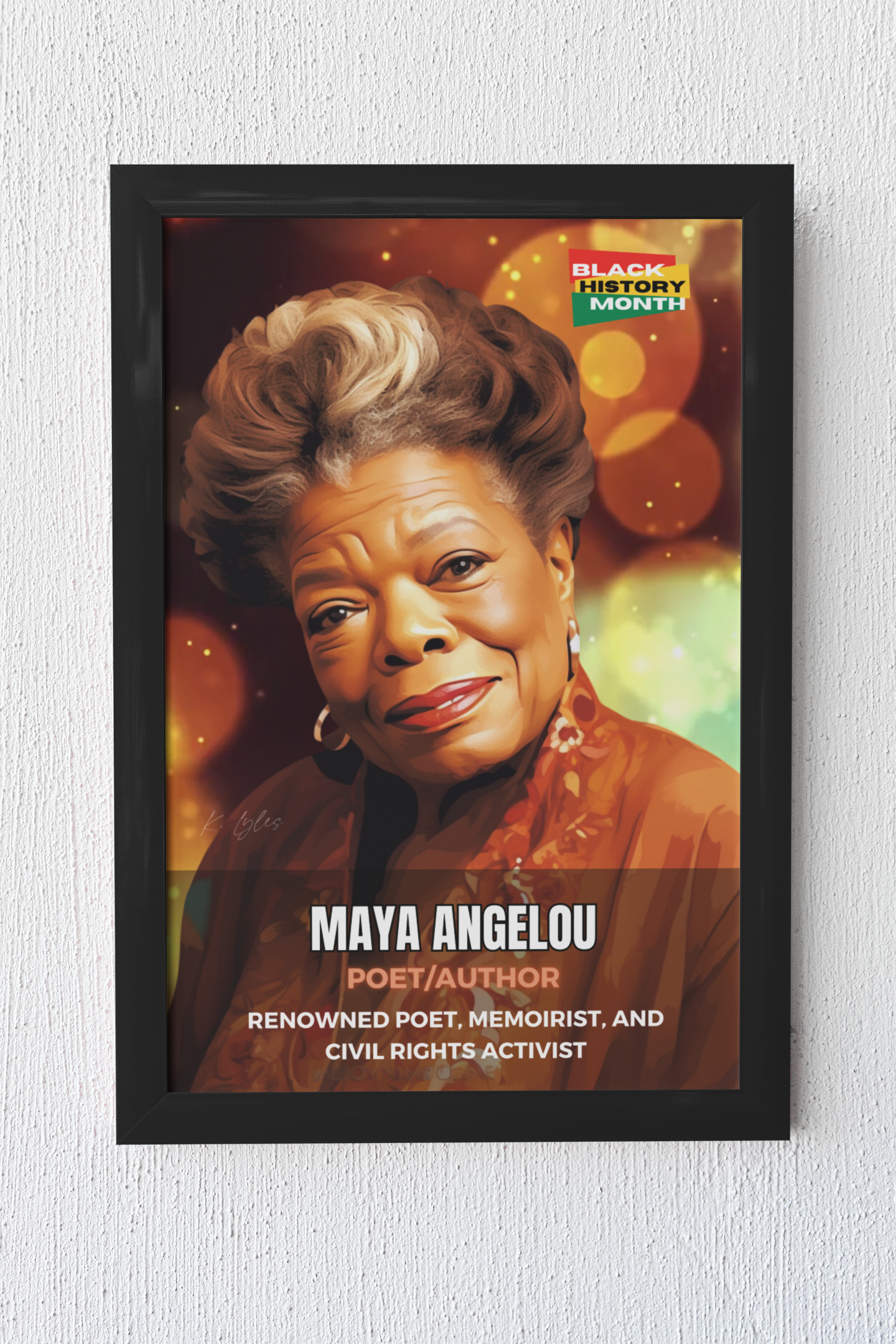 AI Generated Art Poster Print of Maya Angelou - Educational Black History Art Enthusiasts - Cool Posters for Office or Bedroom Wall Art